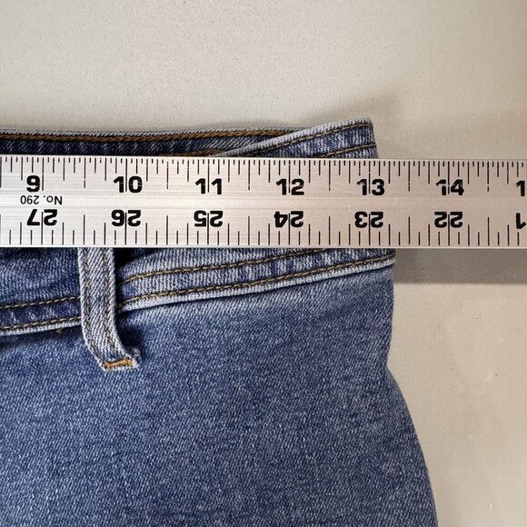 Zara Jeans Womens 6 Blue The Marine Straight Wide Leg High Rise Fray Hem Stretch - Picture 5 of 9